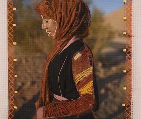 Nadia

Embroidered photograph of Nadia by her cousin Mariam. St. Catherine, Egypt, 2019

Up until the 1990s, women were prohibited from being seen by men from other tribes without their consent. As technology evolved, the awareness that an image might be circulated on the internet and accessed by people beyond one’s control escalated this concern. This led some women to refuse to ever be photographed for fear of losing control of how and to whom they’re represented. In this collaborative process with the female Bedouins, every woman I photograph adds embroidery to her portrait or to a photograph she chooses printed on fabric. In the process, she freely reveals or conceals the contents of the photograph using the traditional medium of embroidery, taking full control over her representation in the project.